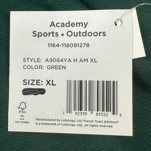 French Toast Men's Size XL Short Sleeve Sport Polo Academy Sports Outdoor Green - Picture 4 of 13